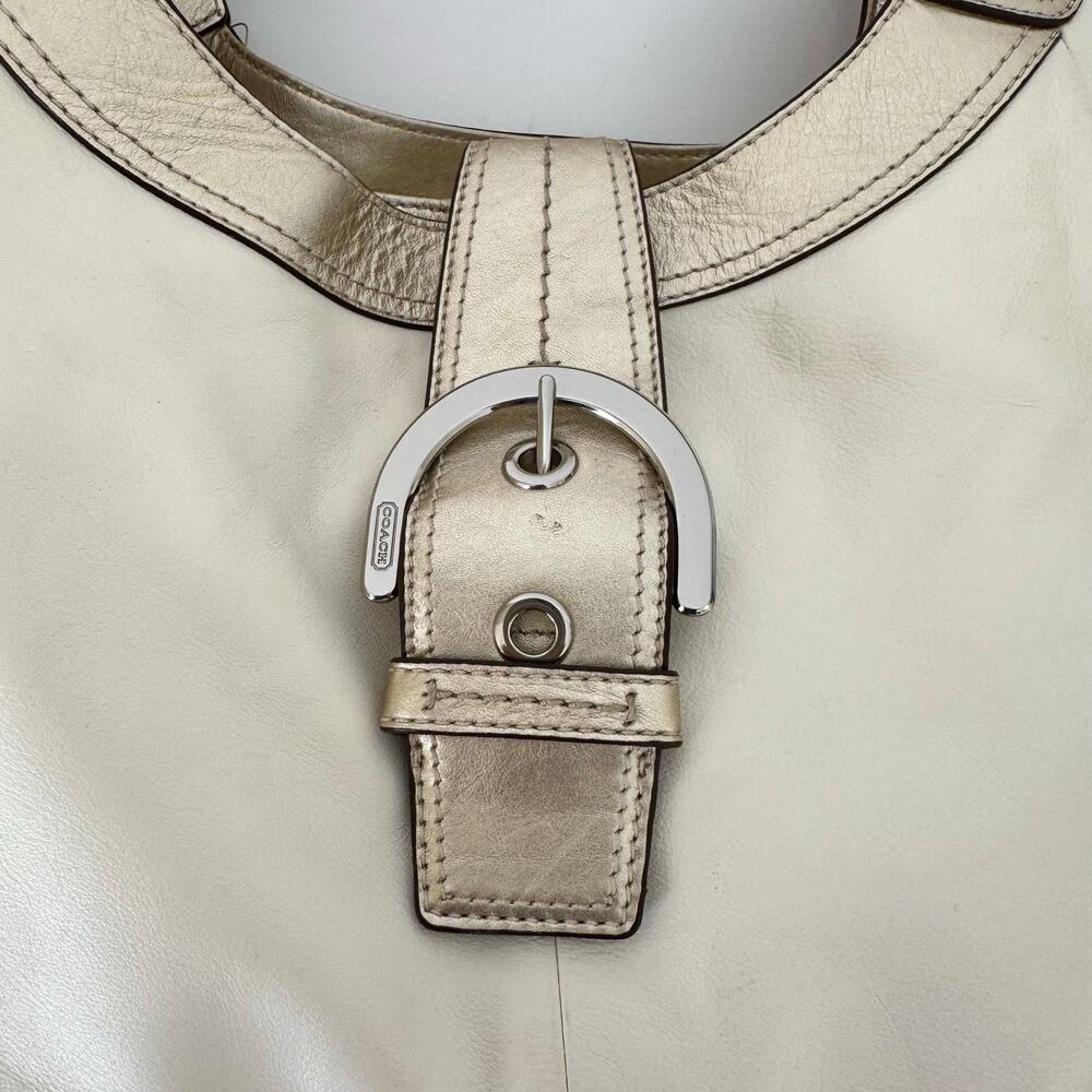 Coach Soho Lynn Leather Large Hobo Shoulder Bag Red Chalk White F17092 - Picture 6 of 16